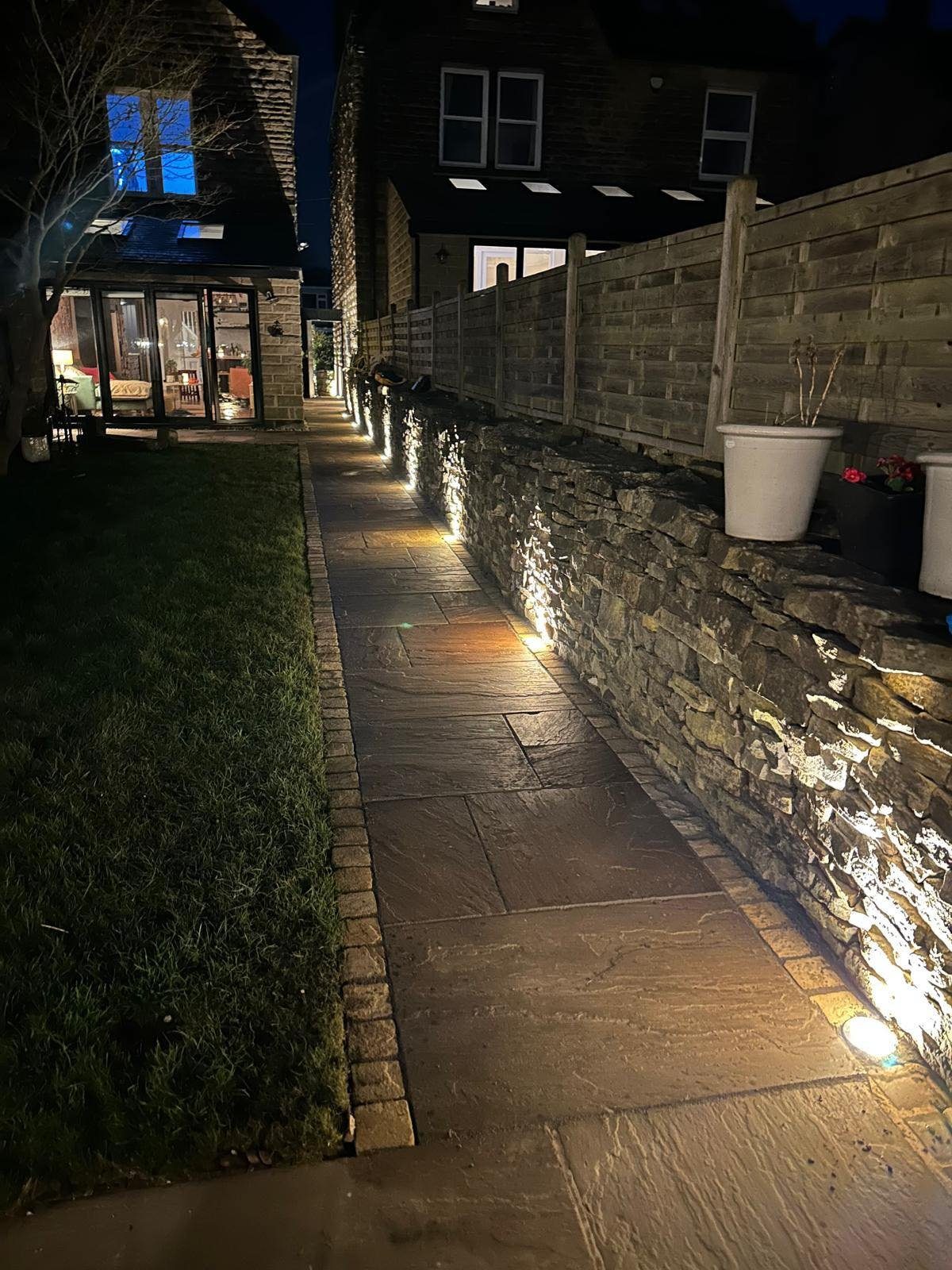 Outdoor lighting in a finished garden